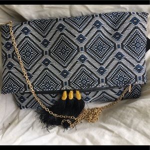 NWTOlivia Miller Blue Knit Crossbody/Clutch Bag